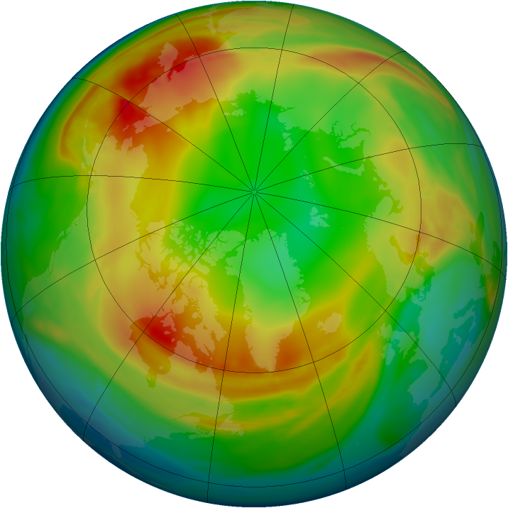 Arctic ozone map for 13 January 2007